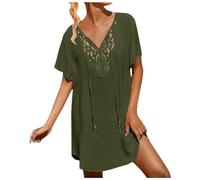 Celanisai Poncho da spiaggia da donna, con copertura Up Cutout Crochet Beachwear, abito da spiaggia lavorato a maglia, lunghezza al ginocchio, costume da bagno largo, traspirante, scollo a V, sexy, in