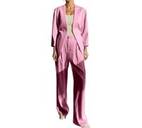 Celanisai Tuta da donna elegante, 2 pezzi, a maniche lunghe, da lavoro, in due pezzi, slim fit, in tinta unita, per ufficio, blazer, matrimonio, streetwear, elegante