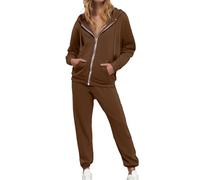 Celanisai Tuta da jogging da donna Y2K Baggy tuta sportiva Loos Fit a due pezzi con felpa con cappuccio con cerniere, vestibilità comoda, tuta da jogging, tinta unita, per il tempo libero