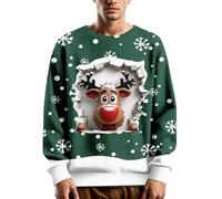 Celanisai Ugly Christmas - Maglione natalizio da uomo, a maglia, con motivo natalizio, a maniche lunghe, divertente pupazzo di neve, O verde scuro, 5XL