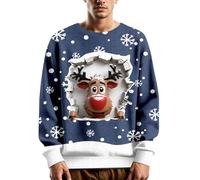 Celanisai Ugly Christmas - Maglione natalizio da uomo, a maglia, con motivo natalizio, a maniche lunghe, divertente pupazzo di neve, O blu navy, 5XL