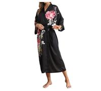 Celanisai, vestaglia da donna lunga in satin, kimono, accappatoio, da sposa, per la sposa, vestaglia da mattina, per la sposa, vestaglia da ragazza, per pigiama party, comoda, morbida, vestaglia per