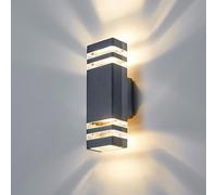 CELAVY Lampada da parete a LED per esterni, moderna lampada da esterno, IP65, impermeabile, lampada da parete esterna, 3000 K Up Down, illuminazione da parete per esterni, GU10 alluminio, grigio