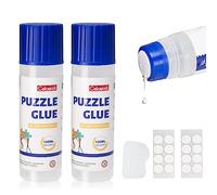 Celawork Puzzle Colla per 1000/1500/3000 pezzi puzzle, non tossico PVA trasparente, asciugatura rapida, con colla a punti, pratici accessori per appendere puzzle (120 ML×2)