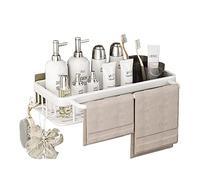 Celbon 30cm Bianco Bagno Scaffali a Parete, Senza Trapano Adesivo Doccia Scaffale Con Gancio Asciugamano Organizzatore Accessori