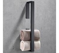 Celbon Portasalviette Autoadesivo per Bagno SUS304 in Acciaio Inox Anello per Asciugamani per Bagno e Cucina Senza Forare 30cm (Nero, 30CM)