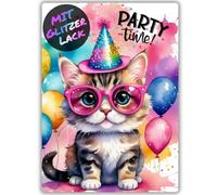 celebr8te 12 x biglietti di invito per feste e gatti, per il compleanno dei bambini di ragazzi e ragazze, fantastici inviti di compleanno con immagine messenger e buoni vacanze