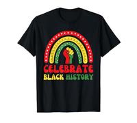 Celebra l'arcobaleno della Storia Nera - Diritti civili africani Neri Maglietta con Stampa Grafica Economica, Uomo, Nero, L