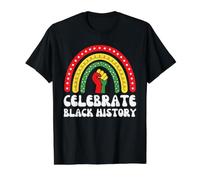Celebra l'arcobaleno della Storia Nera - Empowerment dei Diritti civili Maglietta con Stampa Grafica Economica, Uomo, Nero, M