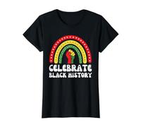 Celebra l'arcobaleno della Storia Nera - Empowerment dei Diritti civili Maglietta con Stampa Grafica Economica, Donna, Nero, L