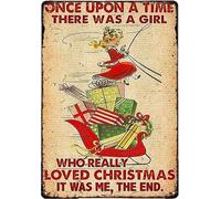 Celebración de la vida Decoraciones Había una chica que realmente amaba la Navidad Era yo Cartel retro Placa de metal Letrero de hojalata Decoración de pared para cocina Bar Pub Casa de granja Regalo