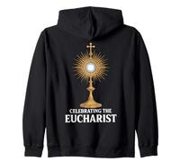 Celebrando l'Eucaristia Ostensorio Cattolico Felpa con Cappuccio