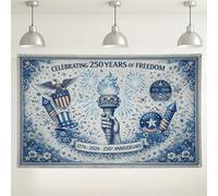 Celebrating 250 Years Freedom, sfondo vintage blu floreale per feste, sfondo fotografico per interni ed esterni, per eventi e celebrazioni, 180 x 109 cm