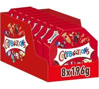 Celebrations Snack Assortiti al Cioccolato, praline miste al cioccolato Mars, Bounty, Snickers, Twix, Maltesers e altri ancora: 8 scatole da 196g
