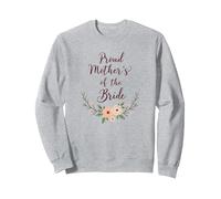 Celebrazione del Matrimonio Floreale della Madre della Sposa Orgogliosa Felpa, Unisex per Adulti, Grigio Melange, XL