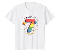 Celebrazione del Numero Fortunato di Sette Anni di Compleanno di 7 Maglietta, Bambini, Bianco, 12 Anni