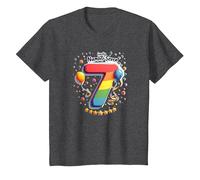 Celebrazione del Numero Fortunato di Sette Anni di Compleanno di 7 Maglietta, Bambini, Grigio Scuro, 2 Anni