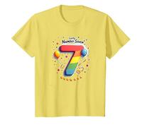Celebrazione del Numero Fortunato di Sette Anni di Compleanno di 7 Maglietta, Bambini, Limone, 8 Anni