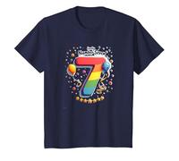 Celebrazione del Numero Fortunato di Sette Anni di Compleanno di 7 Maglietta, Bambini, Navy, 3 Anni