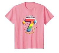 Celebrazione del Numero Fortunato di Sette Anni di Compleanno di 7 Maglietta, Bambini, Rosa, 6 Anni