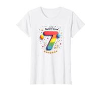 Celebrazione del Numero Fortunato di Sette Anni di Compleanno di 7 Maglietta, Donna, Bianco, XXL
