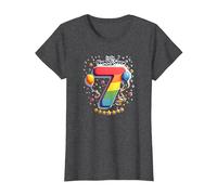 Celebrazione del Numero Fortunato di Sette Anni di Compleanno di 7 Maglietta, Donna, Grigio Scuro, 3XL