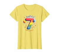 Celebrazione del Numero Fortunato di Sette Anni di Compleanno di 7 Maglietta, Donna, Limone, 3XL