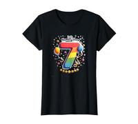 Celebrazione del Numero Fortunato di Sette Anni di Compleanno di 7 Maglietta, Donna, Nero, XXL
