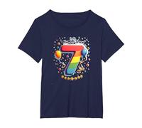 Celebrazione del Numero Fortunato di Sette Anni di Compleanno di 7 Maglietta, Donna Plus-Size, Navy, 2X