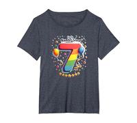 Celebrazione del Numero Fortunato di Sette Anni di Compleanno di 7 Maglietta, Donna Plus-Size, Pervinca, 6X