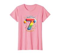 Celebrazione del Numero Fortunato di Sette Anni di Compleanno di 7 Maglietta, Donna, Rosa, XS