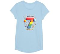 Celebrazione del Numero Fortunato di Sette Anni di Compleanno di 7 Maglietta, Ragazze, Celeste, M