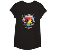 Celebrazione del Numero Fortunato di Sette Anni di Compleanno di 7 Maglietta, Ragazze, Nero, XS