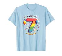 Celebrazione del Numero Fortunato di Sette Anni di Compleanno di 7 Maglietta, Uomo, Celeste, 3XL