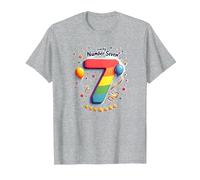 Celebrazione del Numero Fortunato di Sette Anni di Compleanno di 7 Maglietta, Uomo, Grigio Melange, 5XL