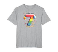 Celebrazione del Numero Fortunato di Sette Anni di Compleanno di 7 Maglietta, Uomo Taglie Grandi, Grigio Melange, 6X Tall
