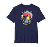 Celebrazione del Numero Fortunato di Sette Anni di Compleanno di 7 Maglietta, Uomo Taglie Grandi, Navy, 2X Tall