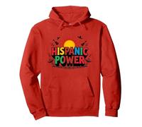Celebrazione del Potere ispanico del Mese del Patrimonio Felpa con Cappuccio, Unisex per Adulti, Rosso, S