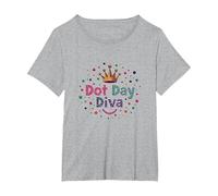 Celebrazione della Corona per Bambine DOT Day Diva Maglietta, Donna Plus-Size, Grigio Melange, 1X