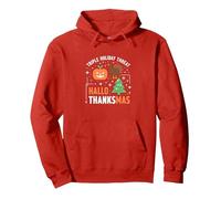 Celebrazione della minaccia di Festa Tripla di Happy Hallothanksmas Felpa con Cappuccio, Unisex per Adulti, Rosso, L