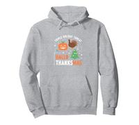 Celebrazione della minaccia di Festa Tripla di Happy Hallothanksmas Felpa con Cappuccio, Unisex per Adulti, Grigio Melange, M