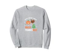 Celebrazione della minaccia di Festa Tripla di Happy Hallothanksmas Felpa, Unisex per Adulti, Grigio Melange, M