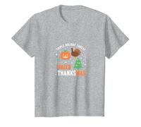 Celebrazione della minaccia di Festa Tripla di Happy Hallothanksmas Maglietta, Bambini, Grigio Melange, 6 Anni