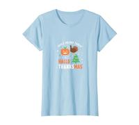Celebrazione della minaccia di Festa Tripla di Happy Hallothanksmas Maglietta, Donna, Celeste, 3XL