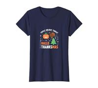 Celebrazione della minaccia di Festa Tripla di Happy Hallothanksmas Maglietta, Donna, Navy, M