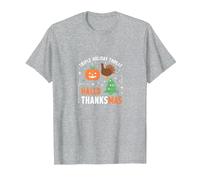 Celebrazione della minaccia di Festa Tripla di Happy Hallothanksmas Maglietta, Uomo, Grigio Melange, M