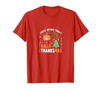 Celebrazione della minaccia di Festa Tripla di Happy Hallothanksmas Maglietta, Uomo, Rosso, S