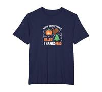 Celebrazione della minaccia di Festa Tripla di Happy Hallothanksmas Maglietta, Uomo Taglie Grandi, Navy, 6X Tall