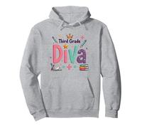 Celebrazione della Scuola della Stella della Corona della Diva di Terza Felpa con Cappuccio, Unisex per Adulti, Grigio Melange, L
