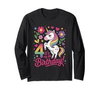 Celebrazione dell'arcobaleno dell'unicorno del Quarto Compleanno Maglia a Manica